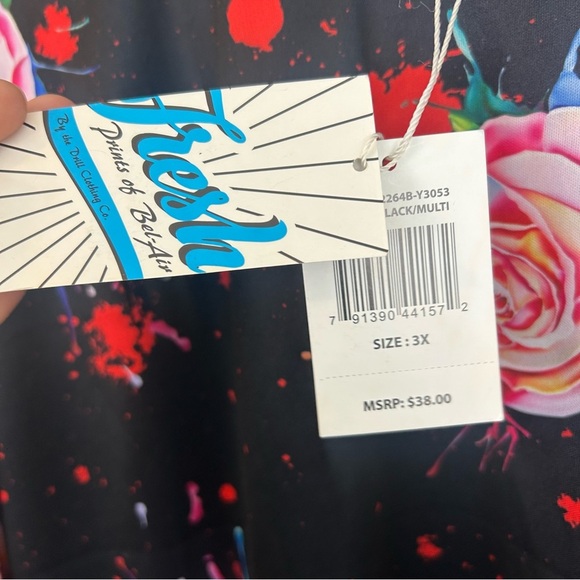 NWT Fresh Prince Y2K 90s Rose Floral Print Long Sleeve Polyester T-shirt Size 3X - Picture 8 of 9